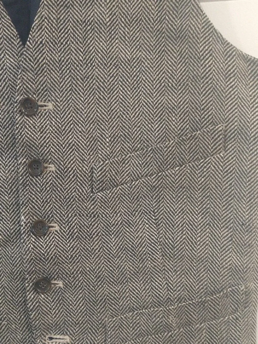 J. Crew Men's Herringbone Brown Wool Blend Vest XS